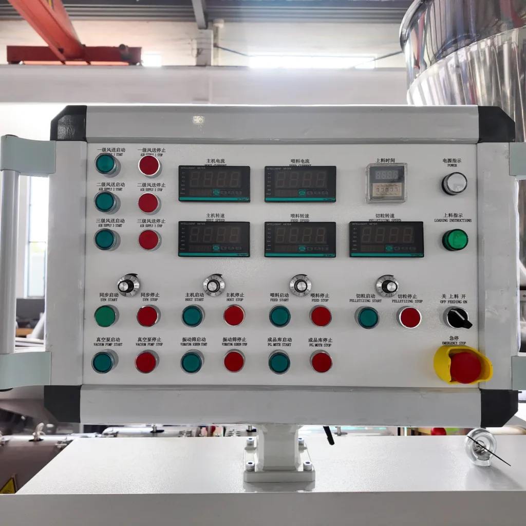 Plastic extrusion machine for manufacturing plastic pipe and profile in a showroom scene