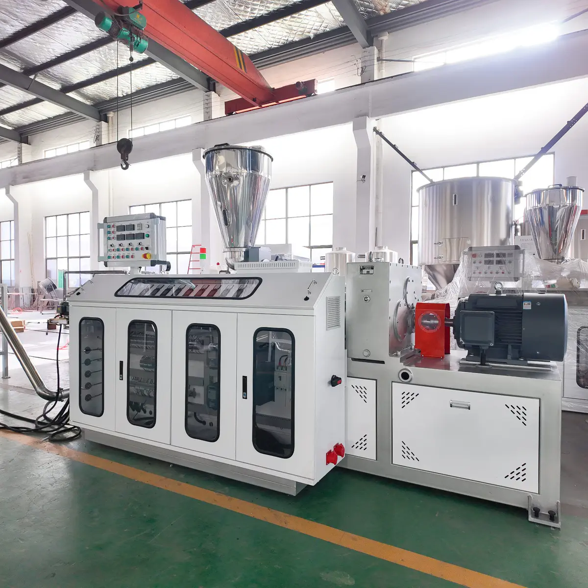 SJZ65/132 Conical Twin Screw Extruder for PVC compounding pelletizing line