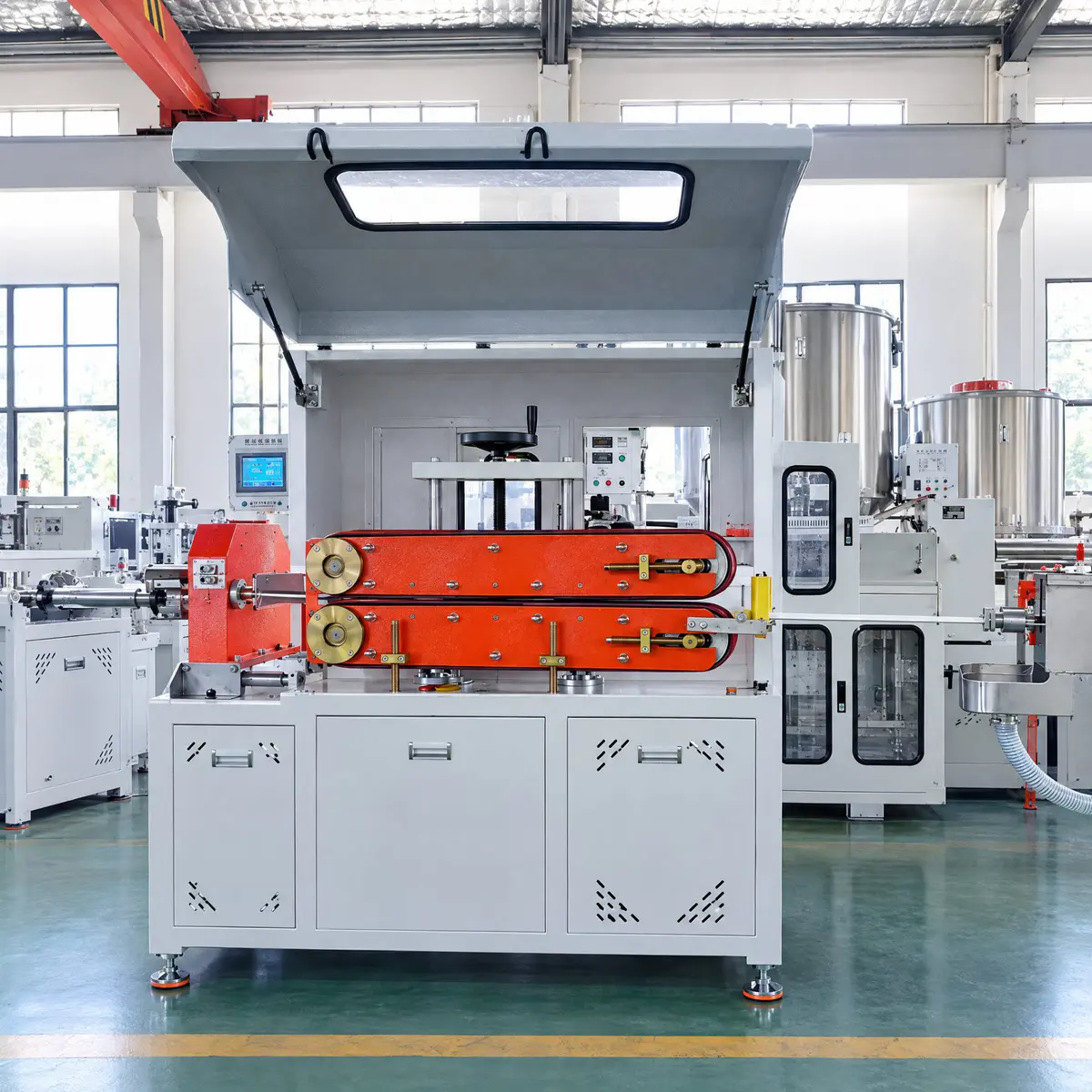 servo haul off and cutting machine for tumbler straw extrusion line